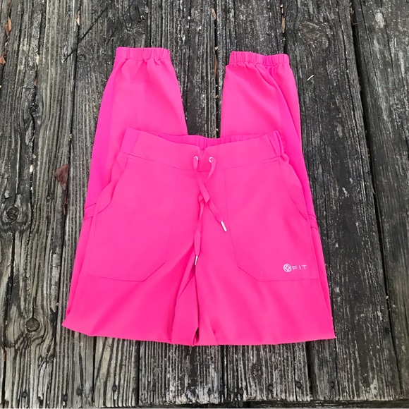 FIT WOMENS PINK SCRUB PANTS XS SIZE - Picture 3 of 6